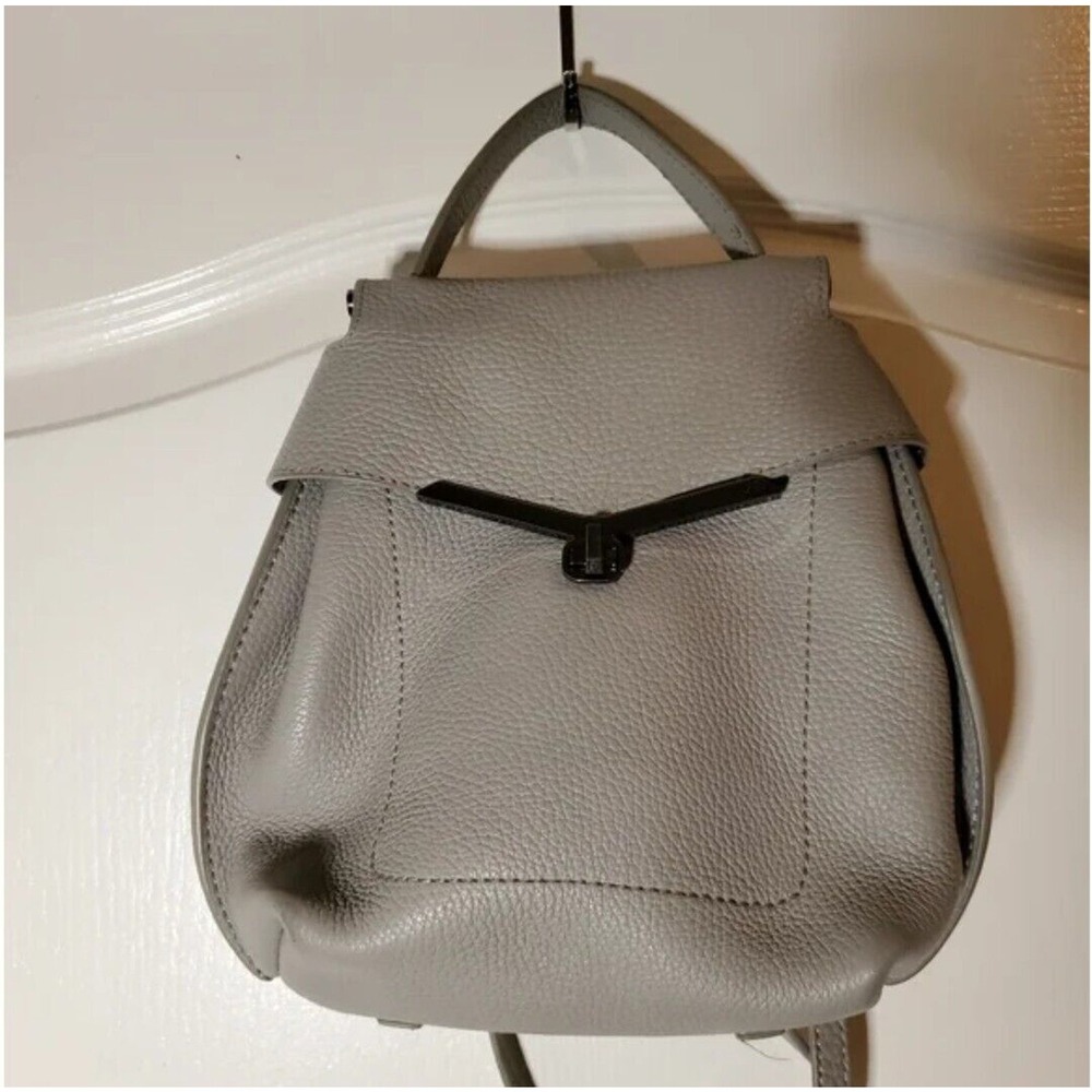 Botkier New York Valentina Grey Pebbled Leather Convertible Backpack Bag - Picture 10 of 12